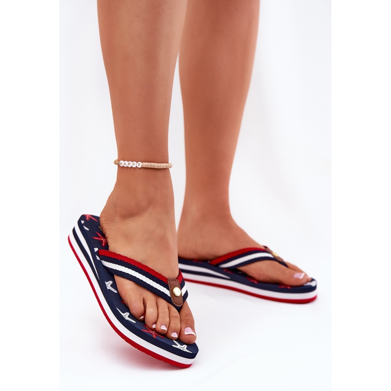 Frauenflip -Flops auf Keilen Big Star RR274A127 Marine Blue blau 2