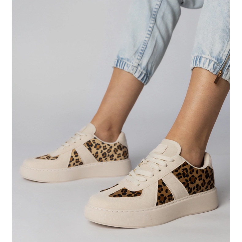 Beige-Pantter-Sneakers für Frauen 1
