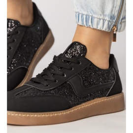 Schwarze Frauen -Turnschuhe mit Glitzer dekoriert 6