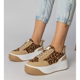 Frauen -Leoparden -Sneaker aus Ekozamszu braun 1