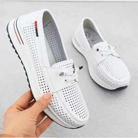 Evento Frauen Lederschuhe Openwork White Event 8443 weiß 2