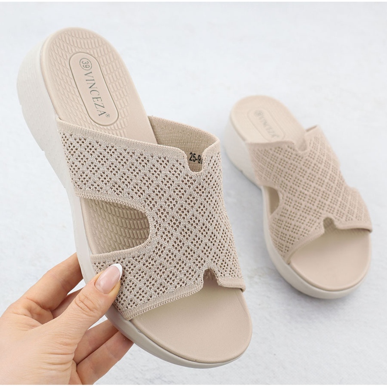 Damenflip Flops auf der Höhe Beige Vinceza 97300 1