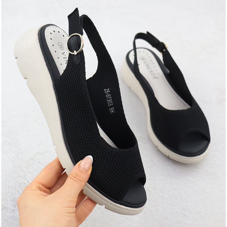 Frauensandalen auf Keilen Schwarz Vinceza 97303 1