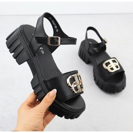 Damen -Ledersandalen für Frauen auf dem schwarzen Vinceza 79541 Block 1