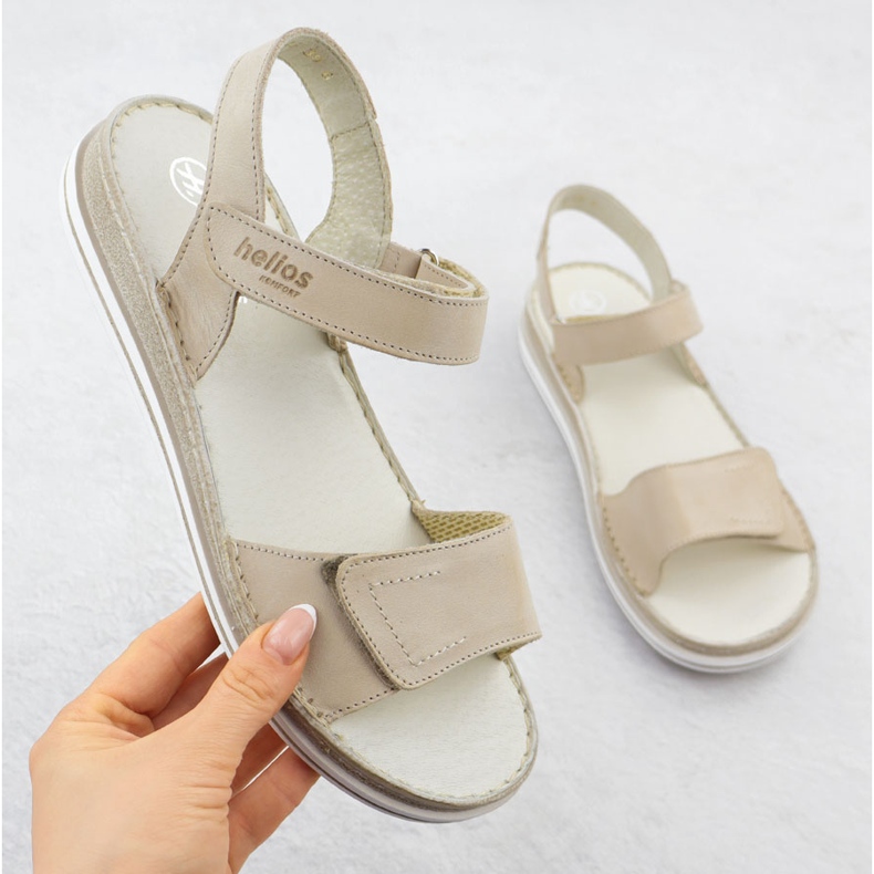 Frauen Ledersandalen für Beige Helios 155 1