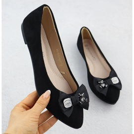 Frauen -Ballerinas mit einem Bogen Black Potocki BB23310 schwarz 1