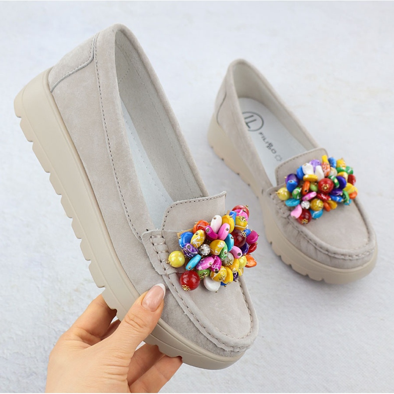 Lederbader auf einer Plattform mit Beige beige Filippo 6828 1