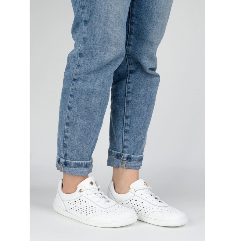 Olivier Barfuß Frauen minimalistische Turnschuhe 1769pol Openwork White weiß 1