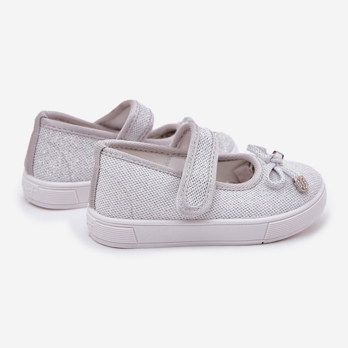 Kinder -Ballerinas mit einem silbernen Bug silber- 2