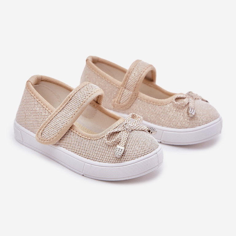 Kinder -Ballerinas mit einem Goldbogen golden 1