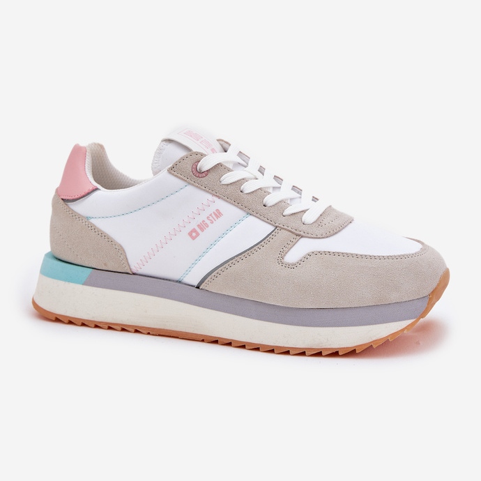 Women's Suede Sneakers Big Star RR274A047 Hi-polish beige-White System 1