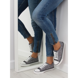 Graue Spitzenturnschuhe für Damen NB89P grau 2