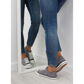 Graue Spitzenturnschuhe für Damen NB89P grau 1