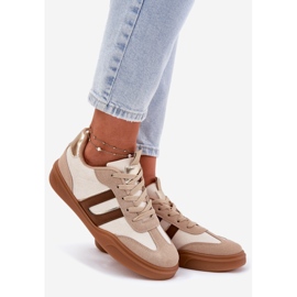 Frauen -Turnschuhe mit Öko -Wildleder Beige 1