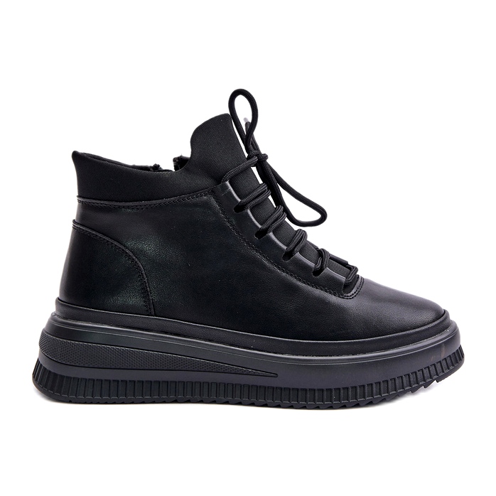 Leichte Leder-Sportschuhe auf der Artiker-Plattform 55C1041 Schwarz 4