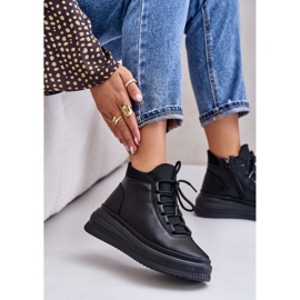 Leichte Leder-Sportschuhe auf der Artiker-Plattform 55C1041 Schwarz 3