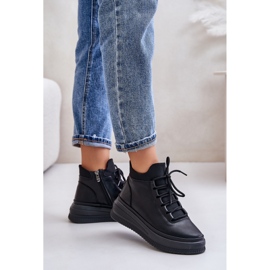 Leichte Leder-Sportschuhe auf der Artiker-Plattform 55C1041 Schwarz 2