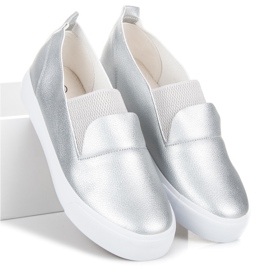 L&H Silberne Slipons grau 2