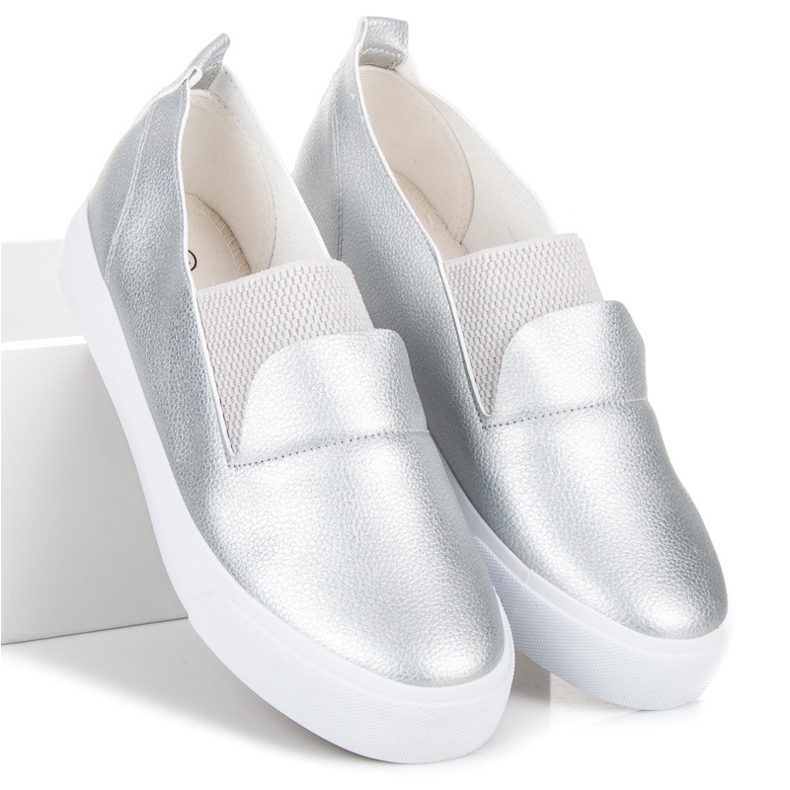 L&H Silberne Slipons grau 2