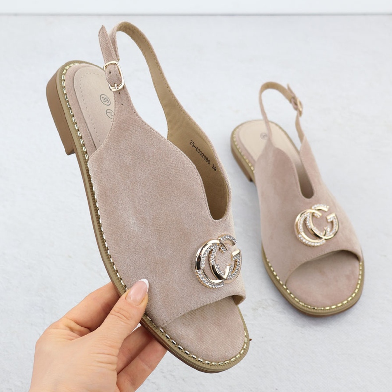 Frauensandalen mit Beige Dekoration 43329 Potocki gebaut 1