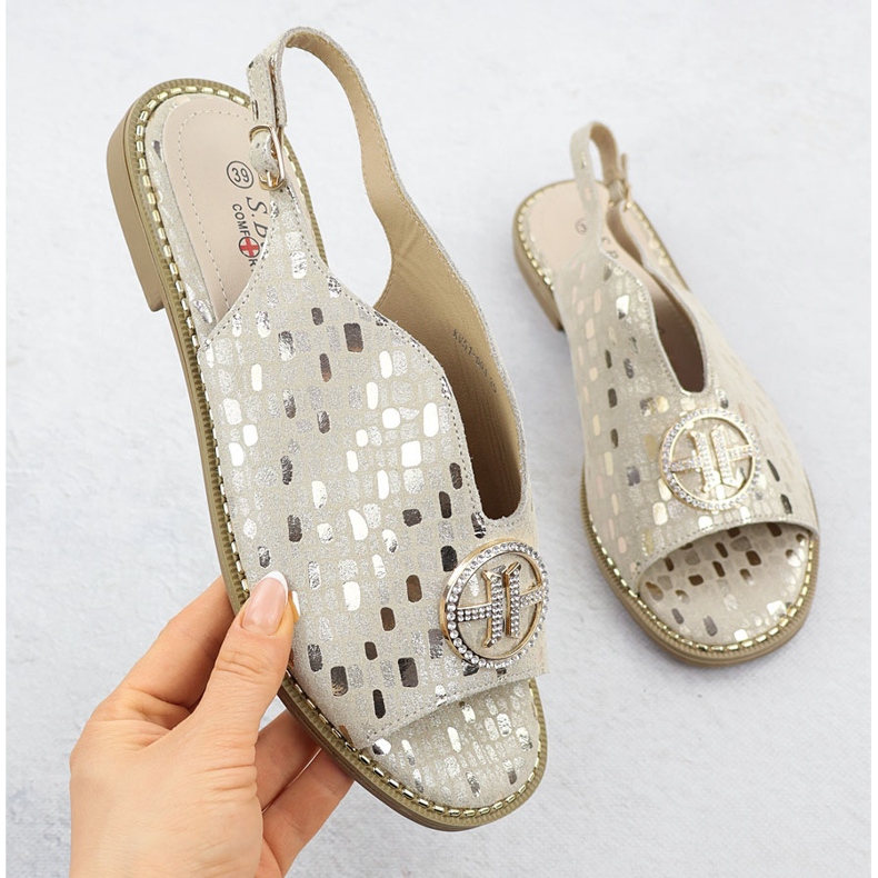 S.Barski Frauen Ledersandalen Złote S. Barski KV51-094 golden 1