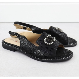 Frauen Ledersandalen schwarz S.Barski KV51-096 2