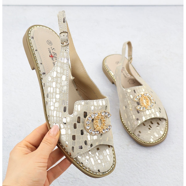 S.Barski Frauen Ledersandalen Złote S. Barski KV51-096 golden 1