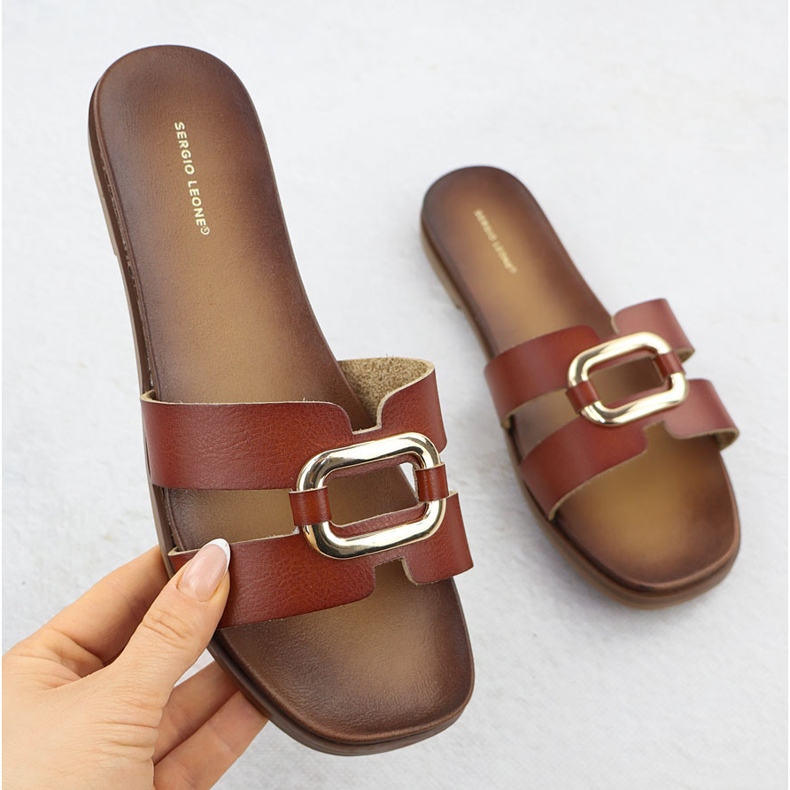 Damenschuhe mit Dekoration Brown Sergio Leone SK077H braun 1