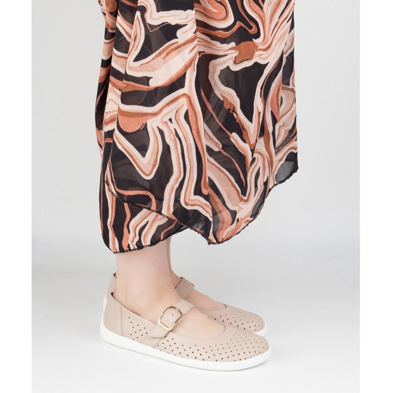 Barfuß Frauen Ballerinas Olivier 1770pol Lederschuhe mit beige Schnalle 2