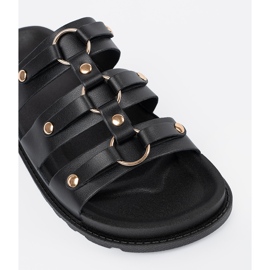 Seastar Pantoffeln für schwarze Frauen mit drei Streifen mit Strasssteinen dekoriert 1