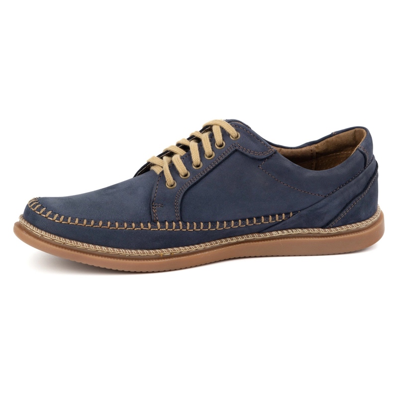 Antex Herren Lederschuhe Casual Model 313gt Navy Blue blau 1