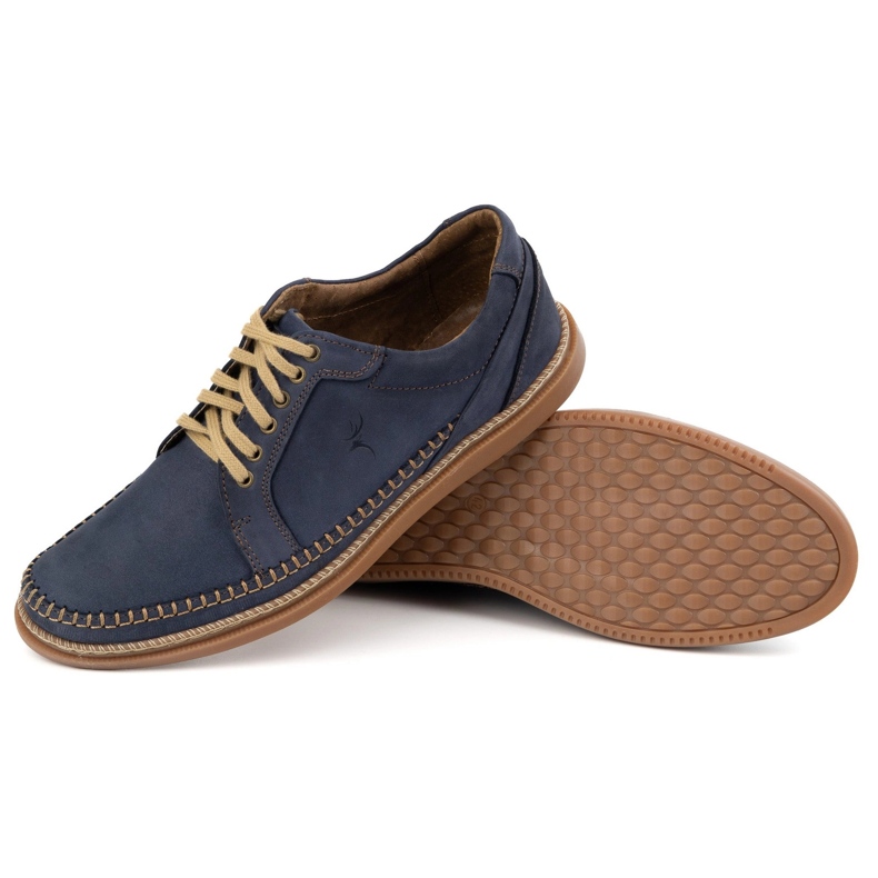 Antex Herren Lederschuhe Casual Model 313gt Navy Blue blau 2