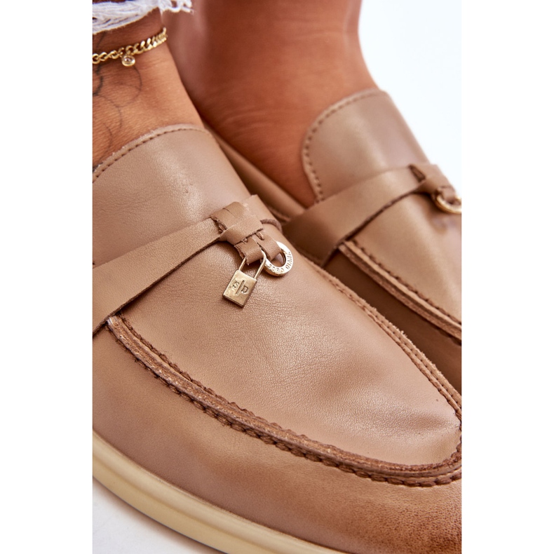 Damen-Mokassins aus beigem Leder 5