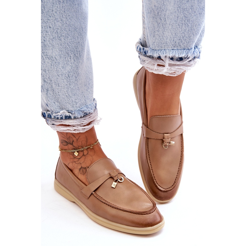 Damen-Mokassins aus beigem Leder 4