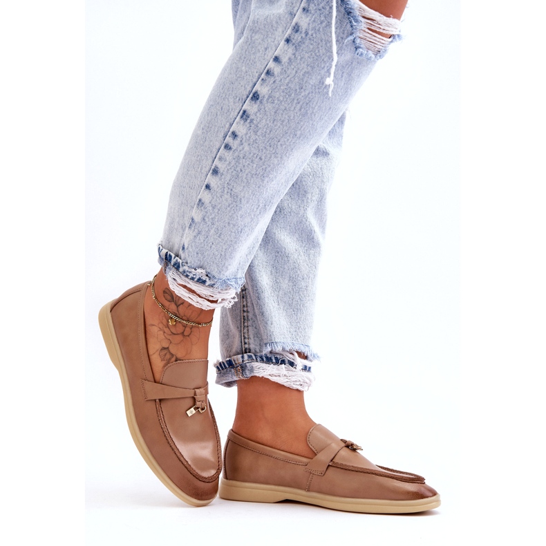 Damen-Mokassins aus beigem Leder 2