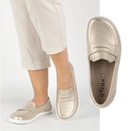 Olivier Barfuß eleganter Frauen minimalistischer Leder -Laibers 1280 Zlotys golden 1