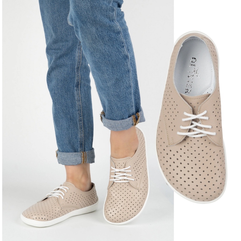 Olivier Barfuß minimalistische Sneaker von Frauen 1288pol Beige mit Weiß 1