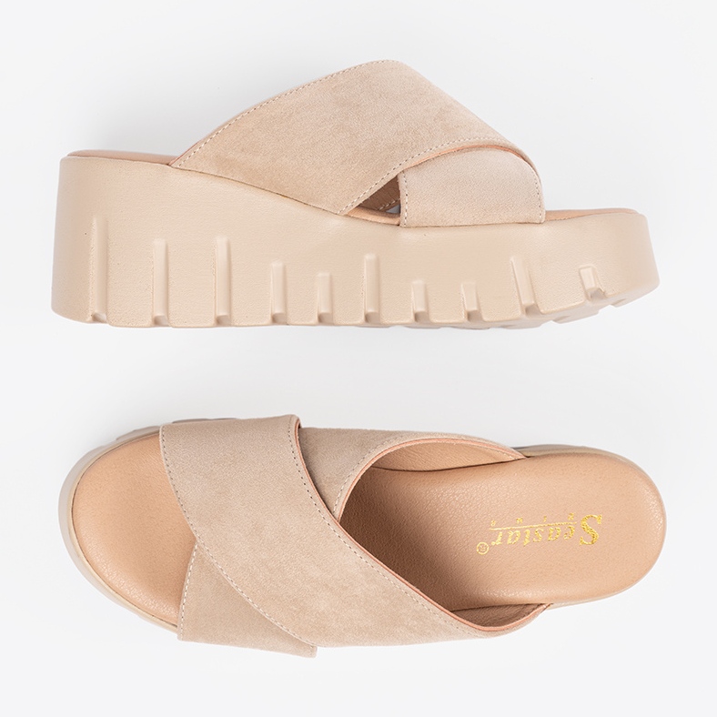 Seastar Beige Wildleder-Keilsandalen für Damen 1