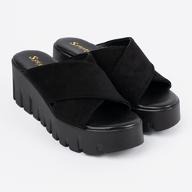 Seastar Schwarze Wildleder-Keilsandalen für Damen 1