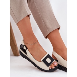 ARTIKER Damen -Ledersandalen mit einem Keil mit Dekoration Artker 56C1570 Beige 6