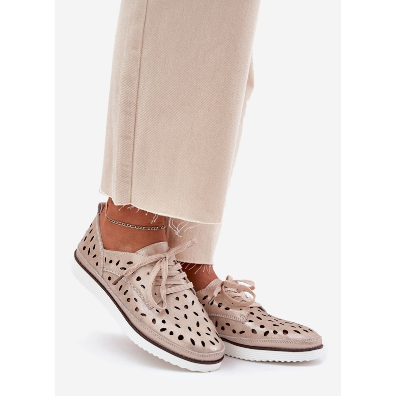 S.Barski Frauen Lederschuhe S. Barski LR51-611 Złote golden 1