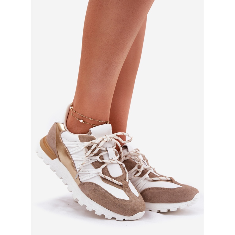 Damen-Lederschuhe Artiker 56C1738 Beige-Gold 1