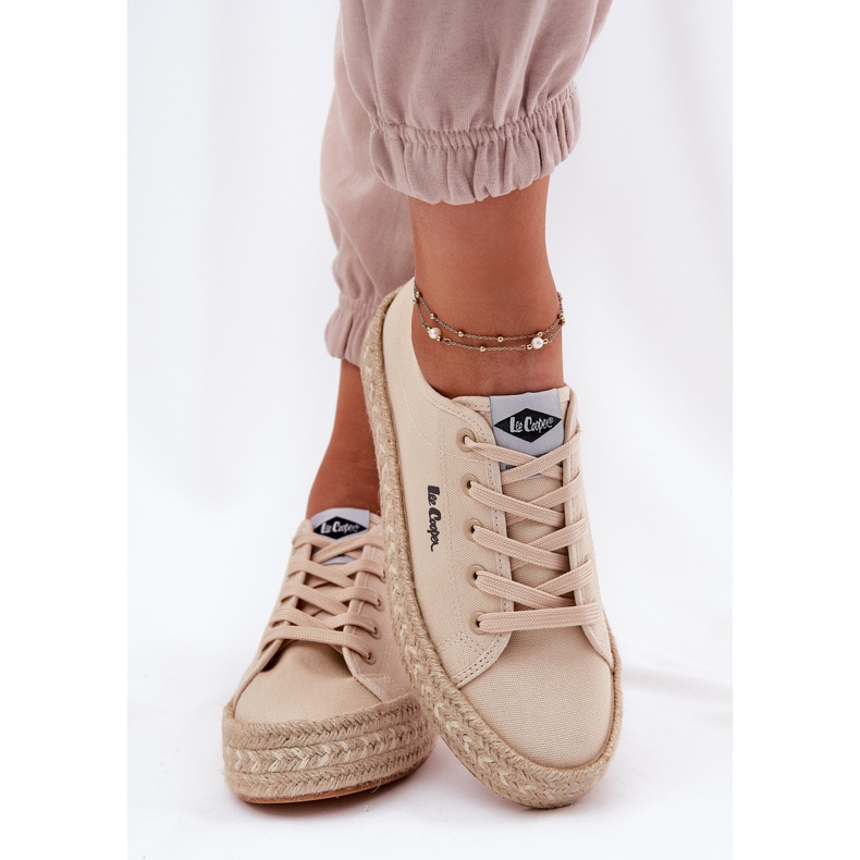 Frauen-Sneaker mit Lee Cooper LCW-25-44-3215 Geflecht beige 2