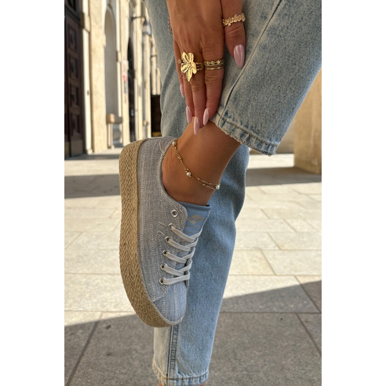 Frauen-Sneaker auf der Plattform mit Lee Cooper LCW-25-02-3283 Blaues Geflecht 2