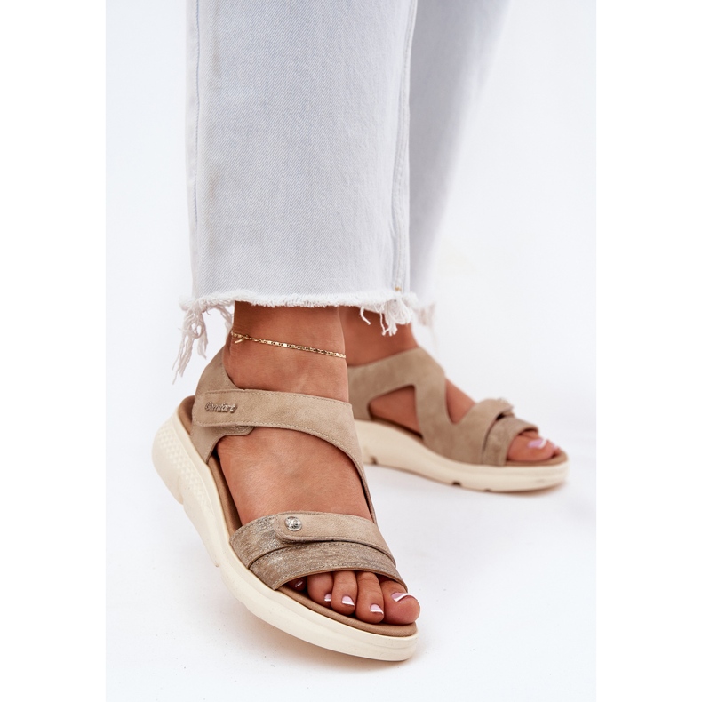 EVento Damen Sandalen mit Keilabsatz Beige 2
