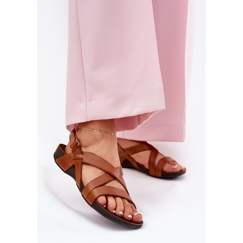 Flache Ledersandalen Frauen Zazoo 40032 Brown braun 2