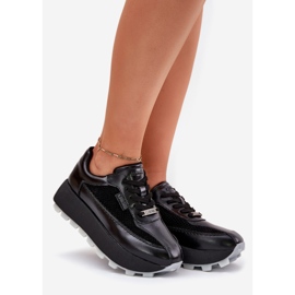 Damen-Leder-Sneaker für die Big Star RR274873 Hi-Pole-System schwarze Plattform 1