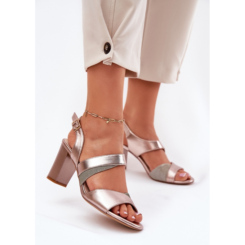 Frauensandalen auf der Sergio Leone SK866 Pink Säule golden 2