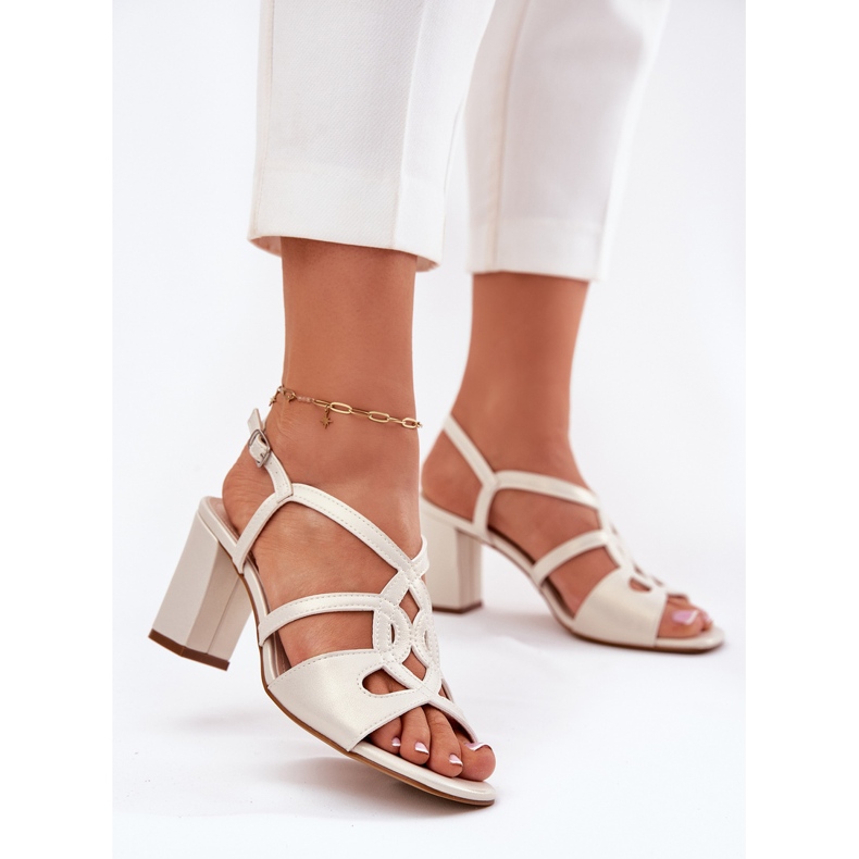 Sandalen mit Frauen mit hohen Sandalen Sergio Leone SK884 Perle beige 2