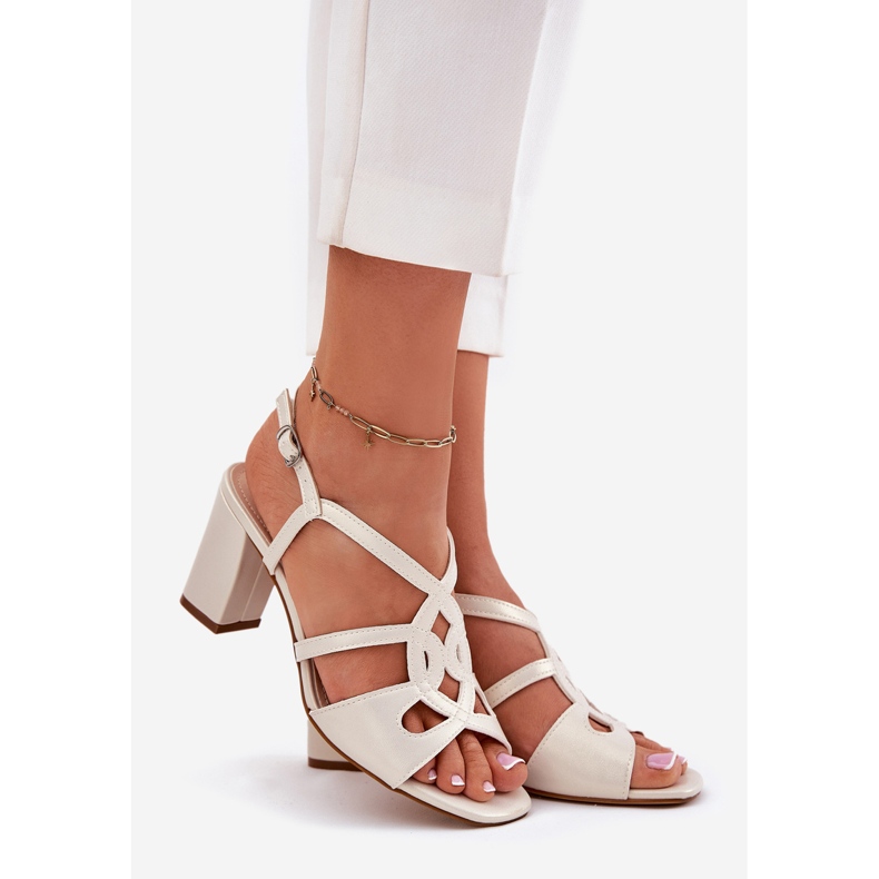 Sandalen mit Frauen mit hohen Sandalen Sergio Leone SK884 Perle beige 1